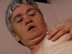 Chubby Granny in Stockings Gapes and Fucks