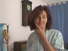 Sewing granny takes her customer's cock