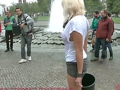 Beautiful German Milf Bound and Fucked in Public