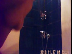 24 yo brunette with a nice ass caught by spy cam in shower