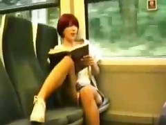 Mastrubating on train while reading a book