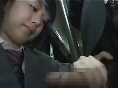Handjob right in front of other girl in bus