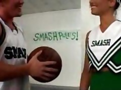 Basketbal Players Gang Banging The Lead Cheerleader