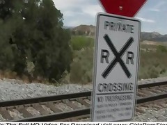 Katie Masturbating Between Train Tracks