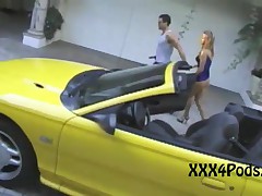 Margo Stevens And Sadie Sexton - Margo Is Out Driving And Flashes Her Tits To Attract A Guy In Anoth