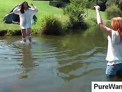 Sweet Girls Gets Wet In The Lake In Wam Scene