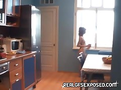 Amateur Euro Teen Is Caught Smoking In The Kitchen And Has To Suck BF