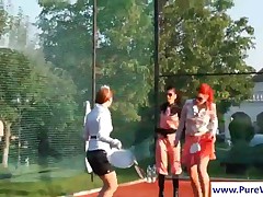 Wet Lesbians Spanking Their Asses At Tennis
