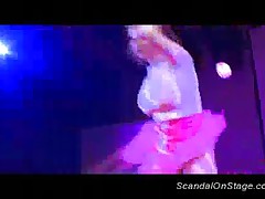 Scandal On Stage With Busty Babe Dildoing Big Pussy