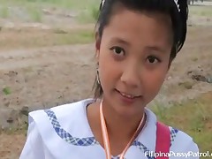 Sally Vs John - Real Life Asian Schoolgirl Fucked And Facialized Outdoors