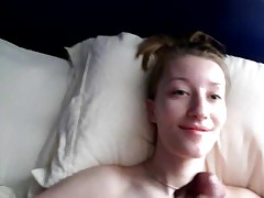Blode girl sucking black cock & facial cumshot