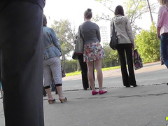 Outdoor footage of sexy ass upskirt in public
