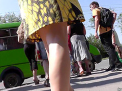 Spicy babe gets a hot public upskirt