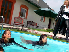Gina Killmer and Tatiana Milovani are playing in the pool