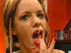 Her mouth being full-filled with sperm