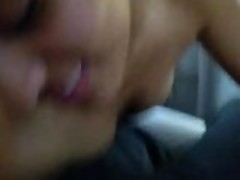 Latina sucking in the back seat