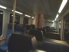 German couple plays and fucks on a train