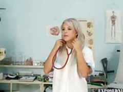 Naughty nurse Sabina pussy gaping and masturbating