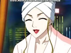 Busty hentai blonde fucked from behind
