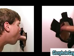 Straight guy gets blowjob from a gay dude in a gloryhole