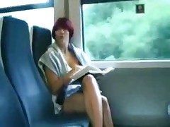 Mastrubating on train while reading a book