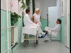 Hot nurse double fucked by two doctors!