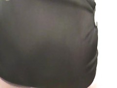 36 F tits Lateshay in see-through black mini skirt