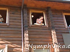 Nasty Russian Teen Chick Gets Fucked At The Window