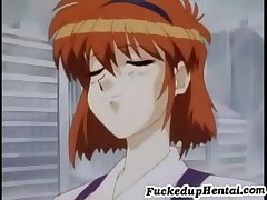 Busty Hentai Babe Slide A Huge Cock Between Her Tits