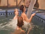 Three russian teens in the pool