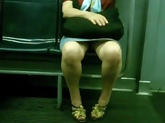 Chubby mature upskirt in bus