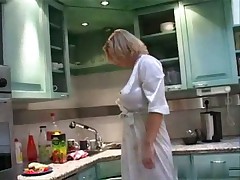 Amazing big tits on the smoking housewife